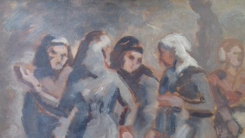fig 2. French Impressionist Discussions in the Park, the Nuns, circa 1910 oil on panel
