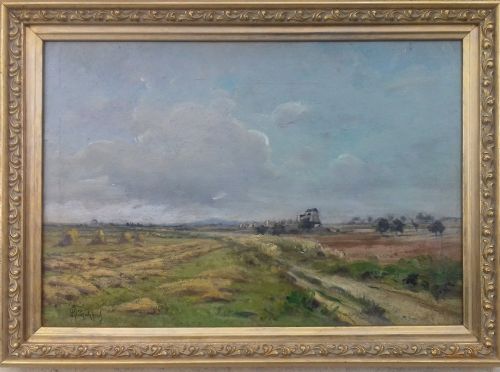 Cloud Study, Wide Landscape, French 19th Century Plein Air Master Henri Dutzschold Oil on Panel