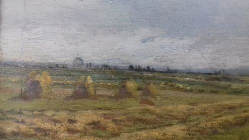 fig 2. Cloud study, wide landscape, French 19th Century plein air master Henri Dutzschold oil on panel
