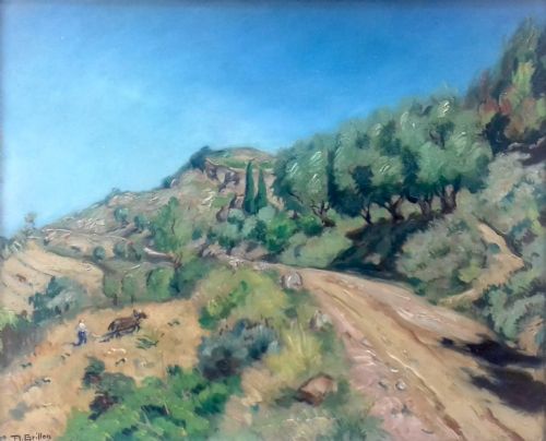 Farming on the Hills Near Lagrasse, South of France, Corbieres Summer Landscape, Roger Grillon, 1935  Oil on Canvas