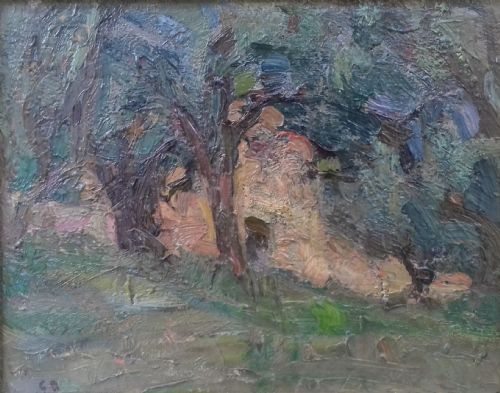 The Old Farmhouse Antique French Early 20th Century Oil with Van Gogh Like Impasto by Georges Bouche (1874-1941)