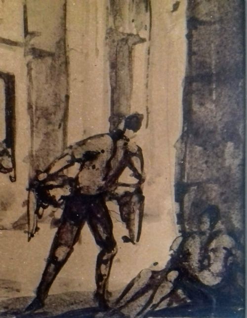 fig 2. Figures in Tonnerre French Art Deco period ink drawing by André Maire