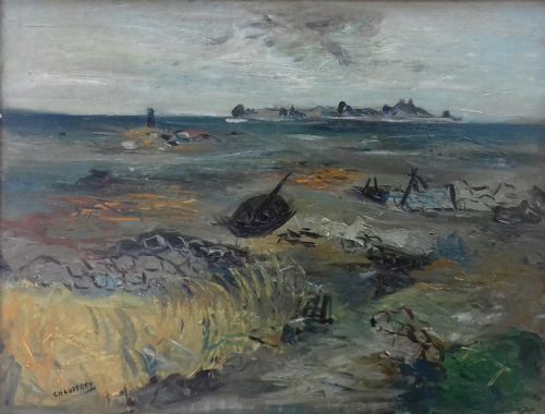 Low Tide: Expressionist Modernist Seascape Ca 1948, Brittany