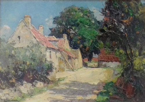 The Old French Farmhouse Near Pouligny Saint Pierre, Rural Landscape by André Beronneau Oil on Panel
