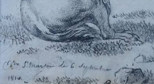 fig 1. Old Master drawing: French Equestrian 1810 two horses in a landscape Alexandre Pau de Saint Martin (1751-1820)