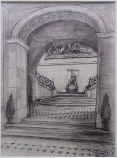 Andre Hebuterne - Modigliani's Brother-in-law!- Palace Interior, Hotel De Toulouse, Banque De France Architecture, Paris Original Antique Architectual Drawing
