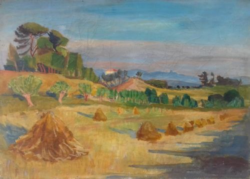 Provence Landscape, Aix En Provence, the South of France, by Jewish German Expressionist Oil on Canvas
