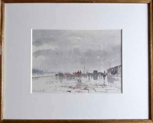 fig 1. Masterpiece: Rainy Day on the Quay, Edward Seago RBA ARWS RWS (1910-1974) marine landscape Norfolk East Anglia original watercolour exquisite provenance