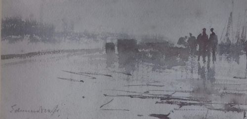 fig 2. Masterpiece: Rainy Day on the Quay, Edward Seago RBA ARWS RWS (1910-1974) marine landscape Norfolk East Anglia original watercolour exquisite provenance