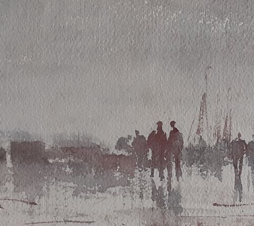 fig 3. Masterpiece: Rainy Day on the Quay, Edward Seago RBA ARWS RWS (1910-1974) marine landscape Norfolk East Anglia original watercolour exquisite provenance