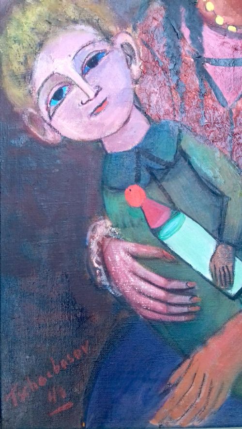 MASTERPIECE MODERNIST BLACK MADONNA MOTHER AND CHILD 1943 AMERICAN RUSSIAN NEW YORK TSCHACBASOV 18991984 - ADDITIONAL PHOTO 2