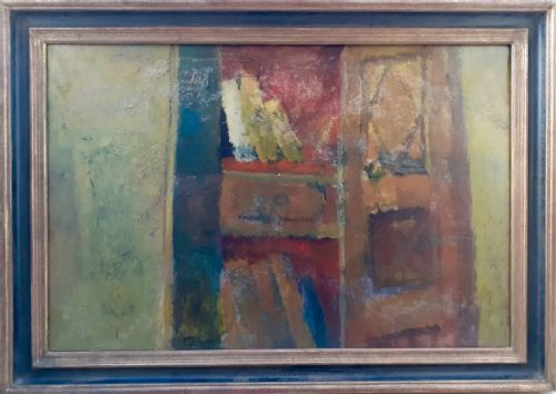 fig 2. The bookshelf, 1961 Modernist, exquisite provenance French expressionist oil on canvas
