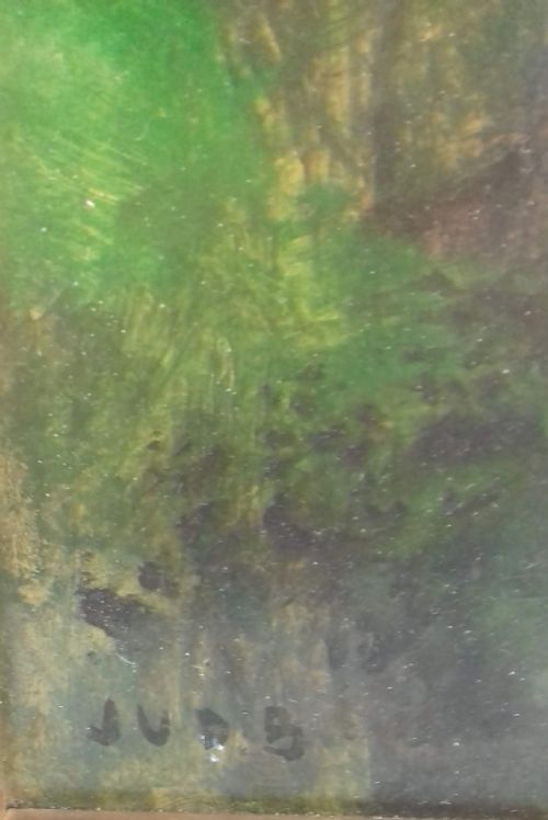 fig 1. Enigmatic Errant figure, symbolist surrealist half profil French expressionist oil on panel