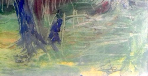 fig 1. ABSTRACTED LANDSCAPE, TREES, 1946, FRENCH MODERNIST MIXED MEDIA GOUACHE ON PAPER