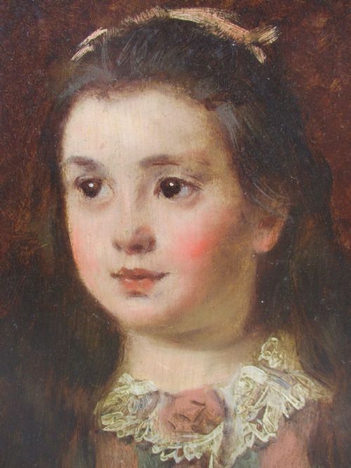 fig 1. The Lace Collar Victorian French Belle Epoque portrait, Little Girl oil on panel