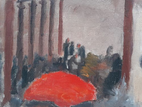 fig 2. Market Day, Camden town group futurist modernist composition, French antique oil on canvas