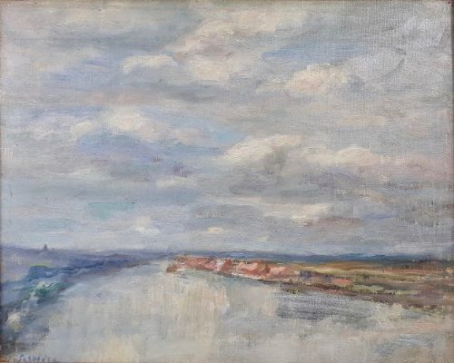 Cloud Study, Weather on the River, Normandy, the Seine at Lavacourt French Impressionist Landscape Oil on Canvas