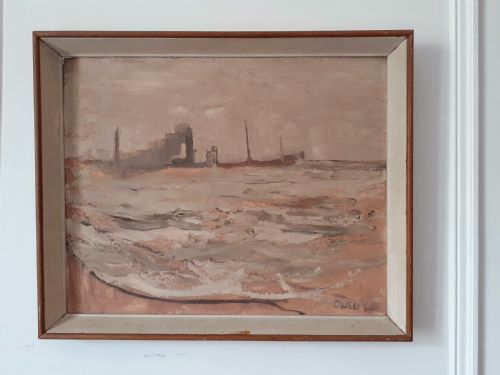 fig 2. Down to earth: the soil. gardening scene and marine landscape double sided mystery modernist painting