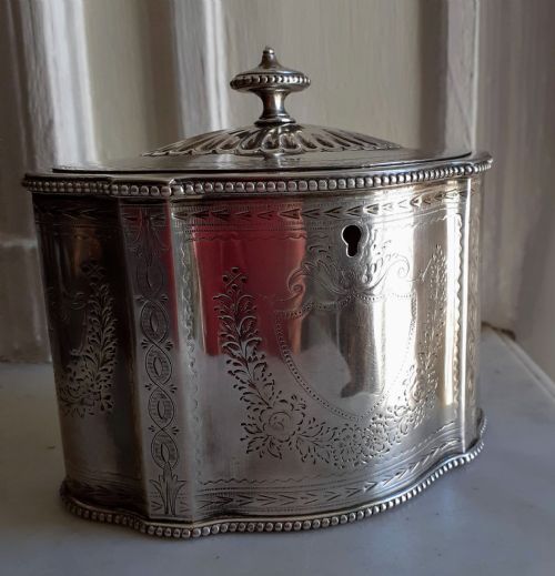 Antique Victorian Sterling Silver Tea Caddy, by Joseph Angell II the Younger, 1866