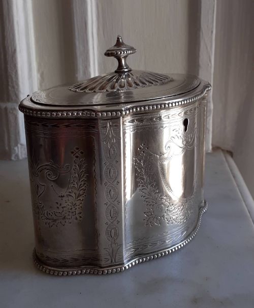 fig 1. Antique Victorian sterling silver tea caddy, by Joseph Angell II the Younger, 1866