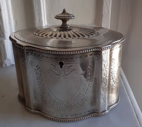 fig 2. Antique Victorian sterling silver tea caddy, by Joseph Angell II the Younger, 1866