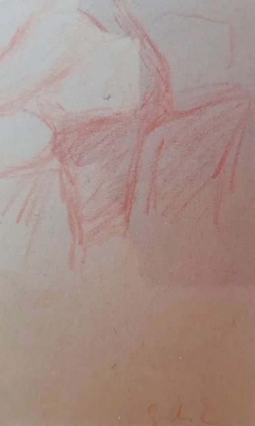 fig 2. The seated girl, red chalk drawing sketch by major French post impressionist Georges D'Espagnat (1870-1950)