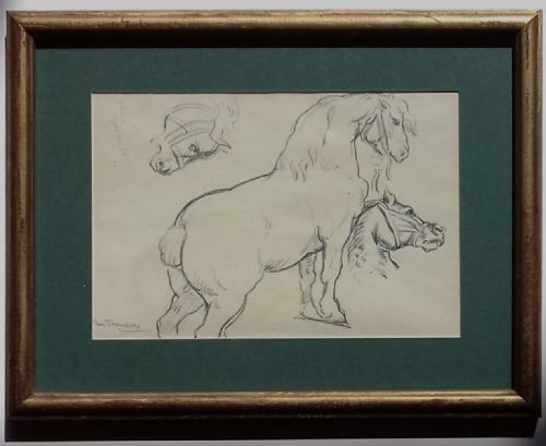 fig 1. Equestrian study, horse drawing after Gericault graphite on paper