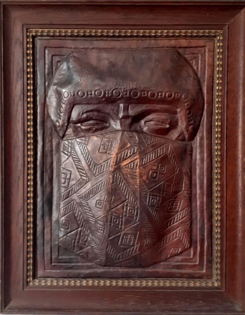 fig 1. French Art deco copper bas relief sculpture - mysterious figure