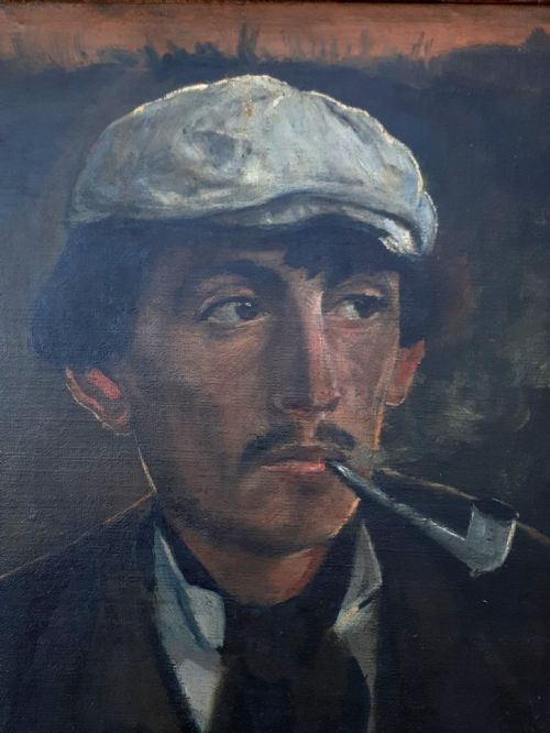 fig 1. A haunting portrait of an artist, poignant realist modernity circa 1900 Austrian oil on board