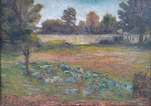 The Lettuce Patch: French Impressionist Pointillist Garden Scene, Normandy, Circa 1900, Oil on Canvas.