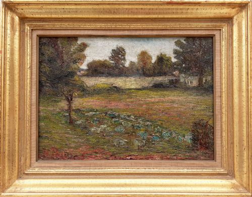 fig 1. The Lettuce Patch: French impressionist pointillist garden scene, Normandy, circa 1900, oil on canvas.