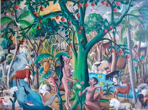 Masterpiece: The Garden of Eden,  Huge Sumptuous Colourful Exuberant Paradise by Haitian Master Wilson Bigaud