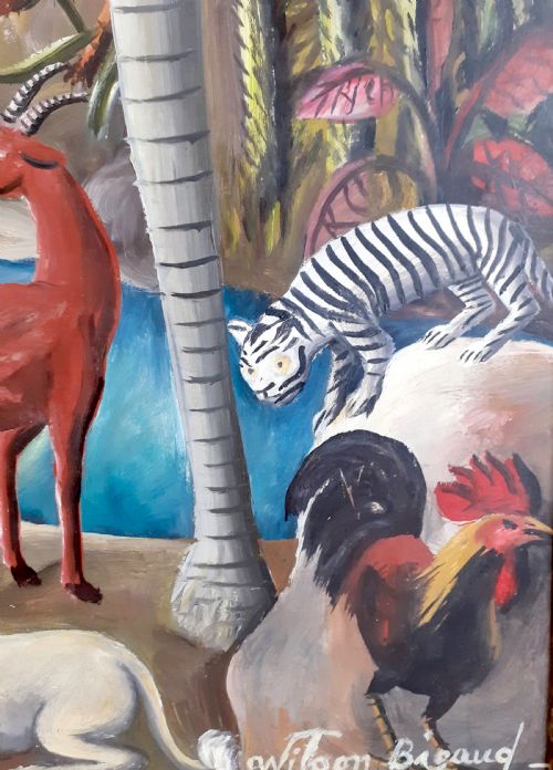 fig 1. Masterpiece: The garden of Eden, huge sumptuous colourful exuberant Paradise by Haitian Master Wilson Bigaud