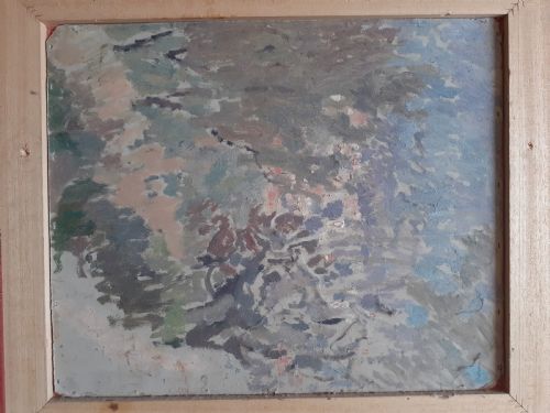 fig 1. Flowers and fruit, exuberant and colourful still life antique oil on board
