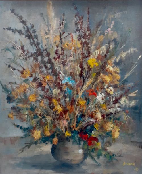 The Resilience of Field Flowers: French Mediterranean Floral Still Life Oil on Canvas, the South of France