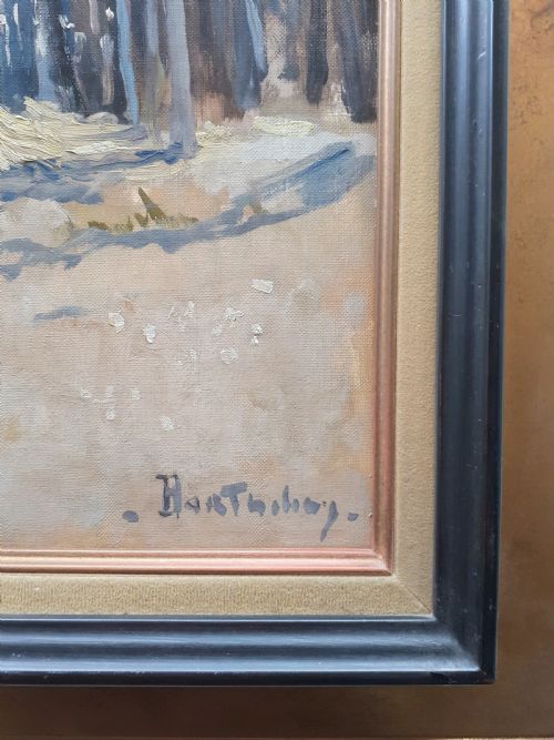 fig 2. Light flooded river landscape, vast sky French antique oil on canvas