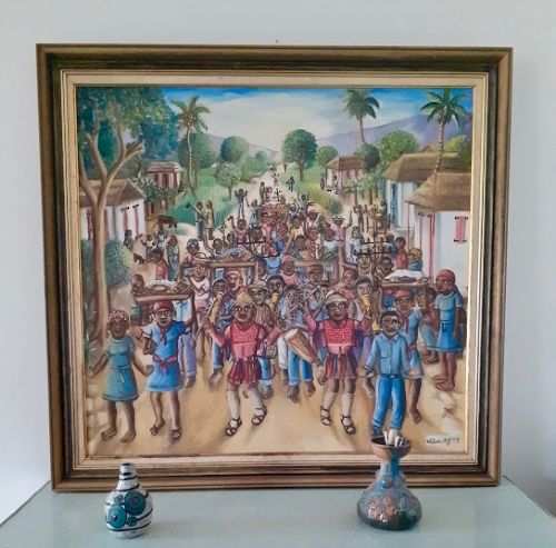 fig 4. Music! Large important colourful Voodou Easter Celebration by Haitian Master Wilson Bigaud oil on canvas