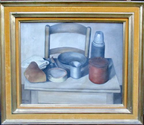 fig 1. Wartime still life, 1945: humble things, bread and cheese, French masterpiece by a mysterious artist oil on canvas