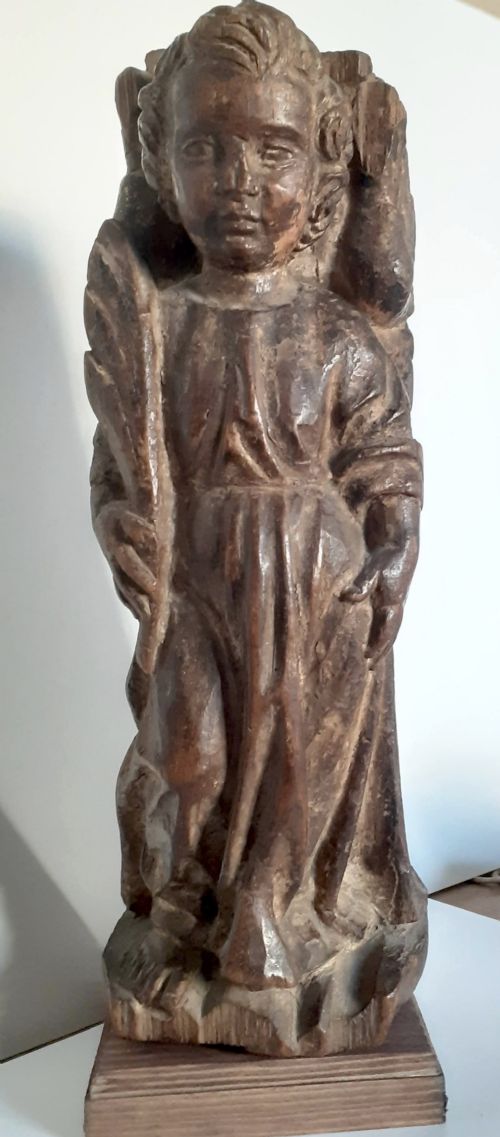 Early 17th Century Sculpture of an Angel, Antique Baroque Carving Renaissance Wood