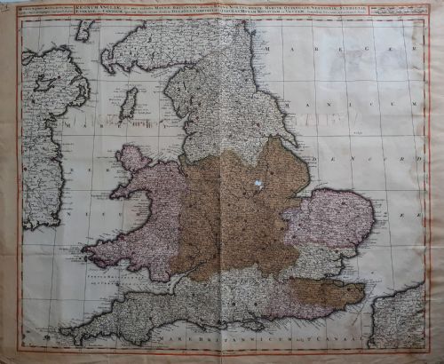 Rare 1724 Hand Coloured Map of England and Wales with Engravings of English Kings Dating from 1649