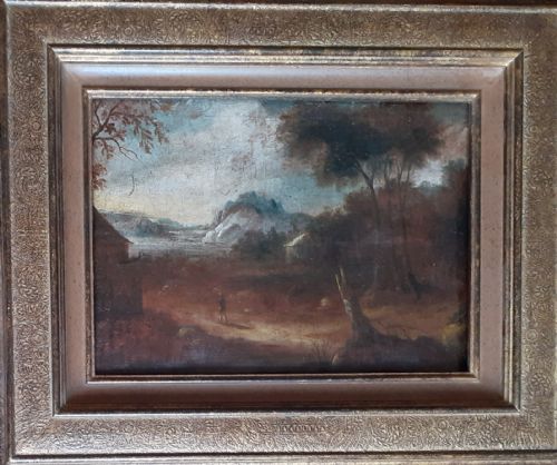 fig 1. Lone walker in a mysterious landscape oil master style circa 1820 oil on canvas