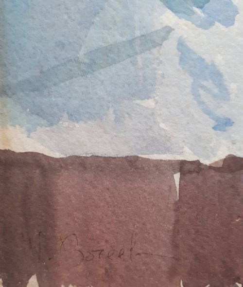 fig 2. The sun filled room: red poppies, books and bookshelf: Floral Still Life in an Interior watercolour on paper by Wendela Boreel