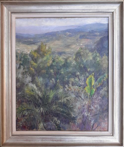 fig 1. Mediterranean landscape, view over the valley, circa 1940 French oil on canvas
