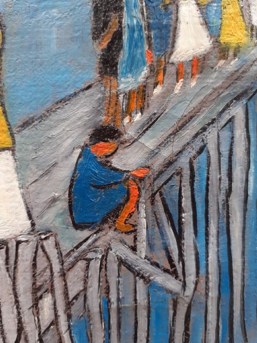 fig 2. Me on the Pier by the sea, 192Os surrealist British Canadian outsider St Ives Cornwall artist by the French seaside oil on canvas