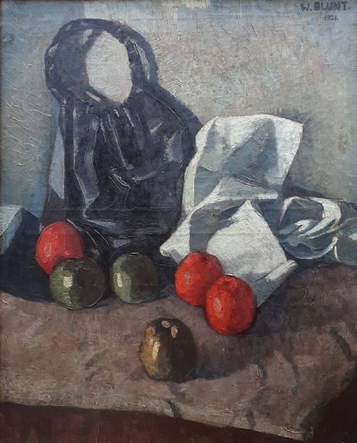 Cubist Still Life with Apples, 1921, by Anthony Blunt's Brother Wilfrid Blunt  Antique Oil on Canvas