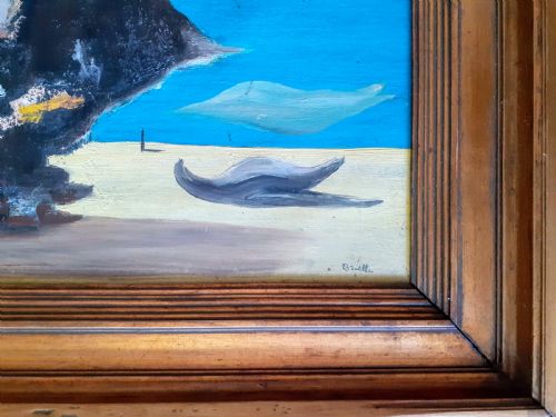 fig 1. French Surrealist circa 1930, the magic rock, Oil On Canvas