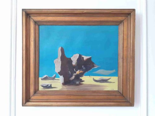fig 2. French Surrealist circa 1930, the magic rock, Oil On Canvas