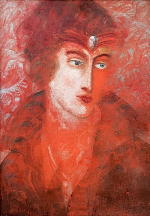 Roaring Twenties: Androgynous Figure, 1920, Art Deco Period Mysterious French Oil on Canvas