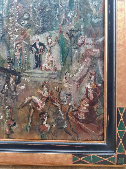 fig 1. Danse macabre: skeletons and trapeze artists 1931 avant garde art deco period German expressionist oil on board
