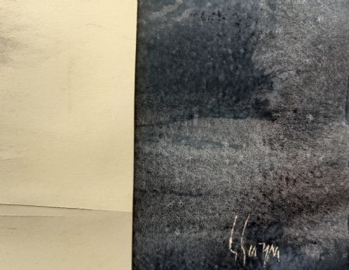 fig 3. Abstracted boats, 1968 Scandinavian modernist landscape mixed media sea scape painting on paper